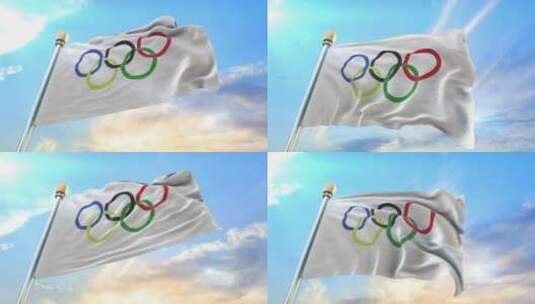 [4K]奥运五环旗帜高清在线视频素材下载