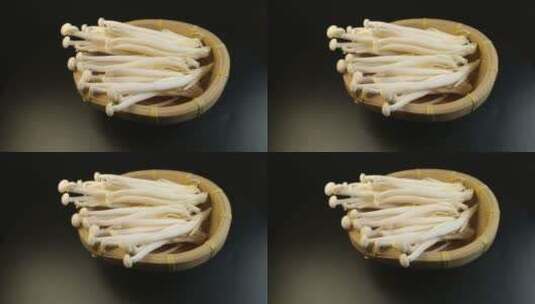 4K海鲜菇白玉菇食用菌高清在线视频素材下载