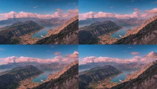 春天从科托尔黑山的山顶拍摄高清在线视频素材下载
