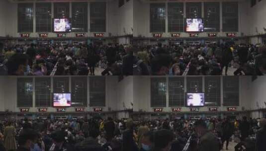 中国火车站候车室的晚上高清在线视频素材下载