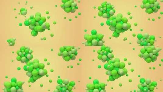 绿色聚集在一起的球体 3D渲染高清在线视频素材下载
