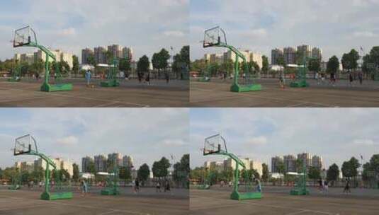 实拍校园篮球场运动打篮球高清在线视频素材下载