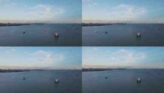 珠江口上的货轮高清在线视频素材下载