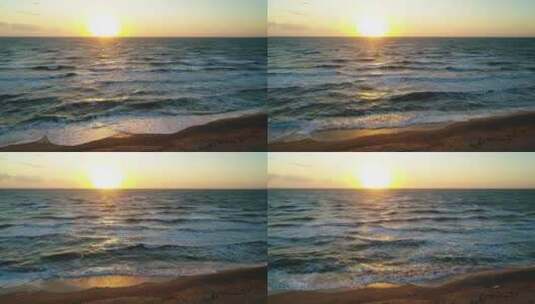海滩上的大太阳和海边的天际线高清在线视频素材下载