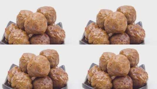 潮汕牛肉丸美食食品火锅丸子4k视频高清在线视频素材下载