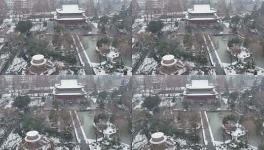 洛阳白马寺齐云塔寺院航拍雪景冬季高清在线视频素材下载