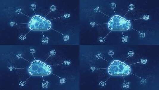 云数据5G网络安全蓝色粒子背景高清在线视频素材下载