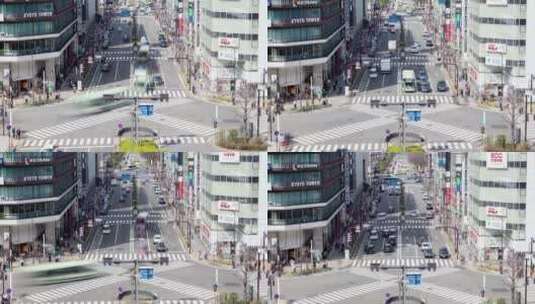 人行横道的繁忙街道延时而过高清在线视频素材下载