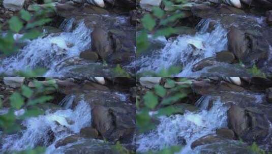溪流小瀑布慢动作高清在线视频素材下载