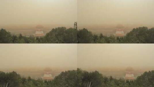 北京沙尘暴下的故宫角楼高清在线视频素材下载