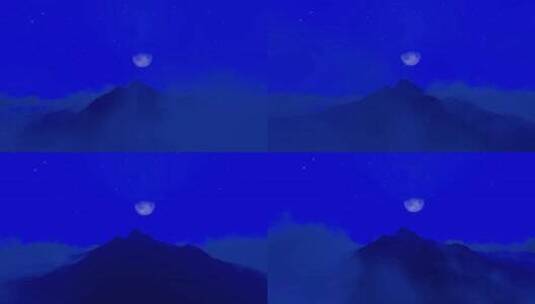 蓝色夜晚一座山的剪影高清在线视频素材下载