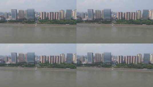 城市航拍湖北宜昌沿江大道CBD高楼高清在线视频素材下载