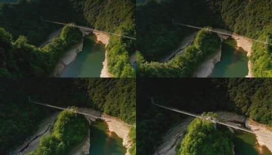 山谷中的吊桥高清在线视频素材下载