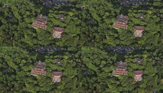 杭州西湖十景吴山天风城隍阁楼航拍高清在线视频素材下载