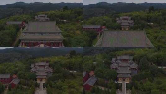 群山环绕的菩提寺高清在线视频素材下载