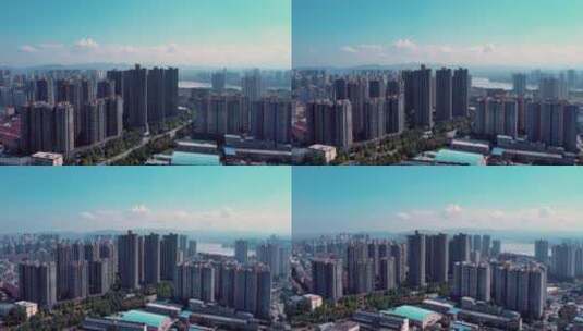 陕西汉中汉台区城市高楼航拍右环绕高清在线视频素材下载