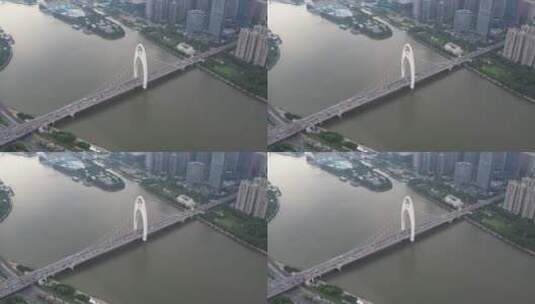 广州猎德大桥航拍高清在线视频素材下载