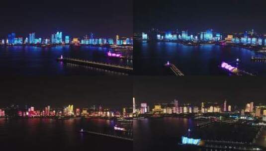青岛城市灯光秀高清在线视频素材下载