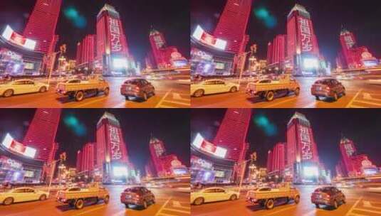 新疆乌鲁木齐时代广场夜景车流高清在线视频素材下载