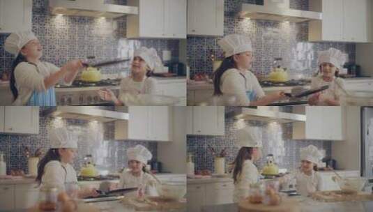 厨房里烘焙的女孩高清在线视频素材下载