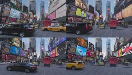 城市商业街的车流人流延时高清在线视频素材下载