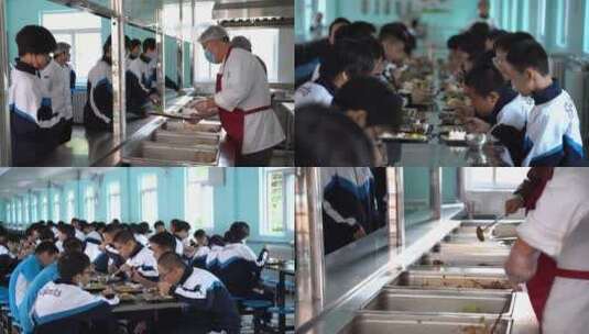 学生食堂吃饭 打饭高清在线视频素材下载