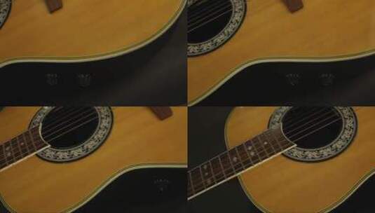 特写镜头看一把吉他高清在线视频素材下载