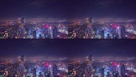 珠江新城夜景航拍高清在线视频素材下载