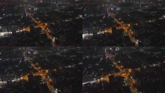 广州客村立交航拍夜景交通高清在线视频素材下载