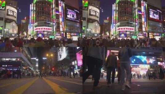 4K夜晚城市-城市夜景街头行人车流人群高清在线视频素材下载