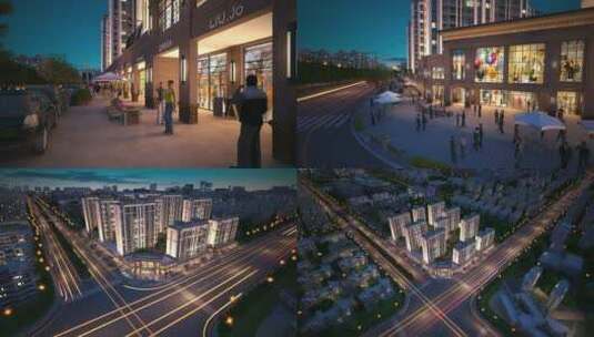 航拍地产建筑区位夜景动画素材高清在线视频素材下载