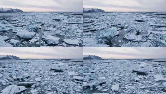 4K冬日冬季北极南极雪山湖泊融化全球变暖高清在线视频素材下载