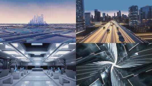 科技未来智慧城市穿梭片头高清在线视频素材下载
