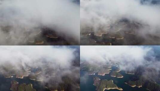 航拍杭州千岛湖风光高清在线视频素材下载