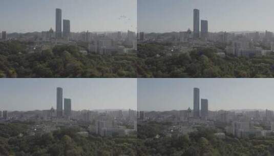 镇江市中心航拍 飞鸟掠过高清在线视频素材下载