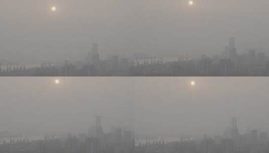 黄昏大雾城市空镜高清在线视频素材下载