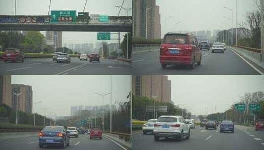 城市快速通道公路汽车驾驶视角行车记录仪高清在线视频素材下载