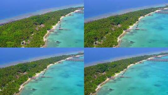 航拍大海中间岛屿上的丛林高清在线视频素材下载
