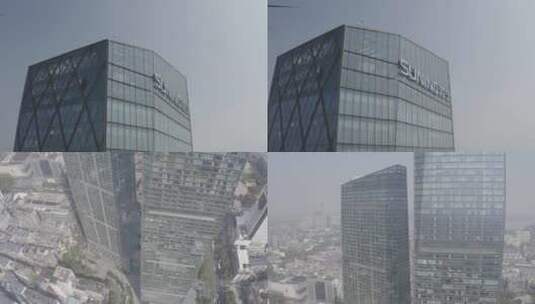 航拍镇江苏宁中心大楼高清在线视频素材下载