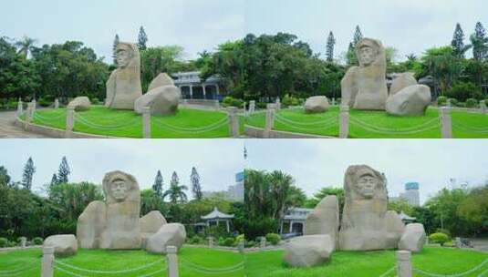 海口人民公园冯白驹将军纪念雕像高清在线视频素材下载