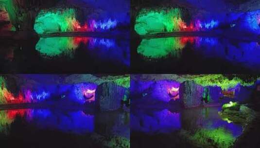 最美郴州万华岩溶洞地下河风光彩色钟乳石5高清在线视频素材下载