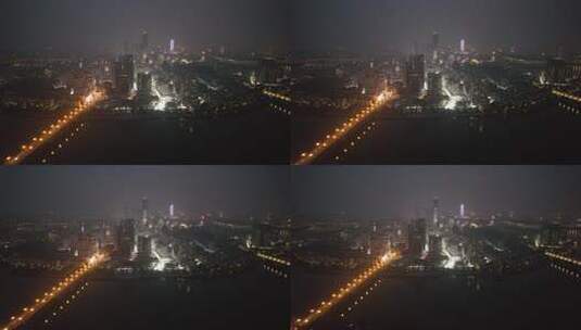 航拍广西柳州城市风光交通夜景高清在线视频素材下载