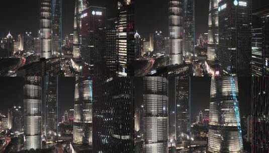 上海航拍城市天际线建筑夜景高清在线视频素材下载
