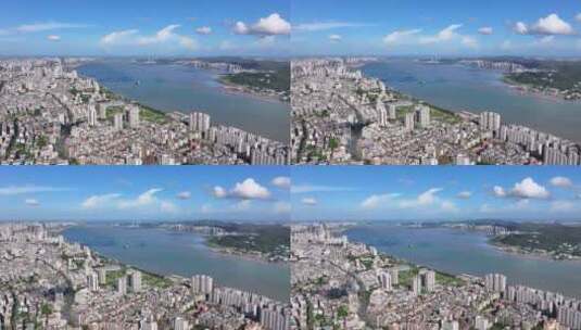 汕头内海湾海滨路老城区航拍高清在线视频素材下载