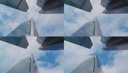 香港城市写字楼蓝天白云延时高清在线视频素材下载
