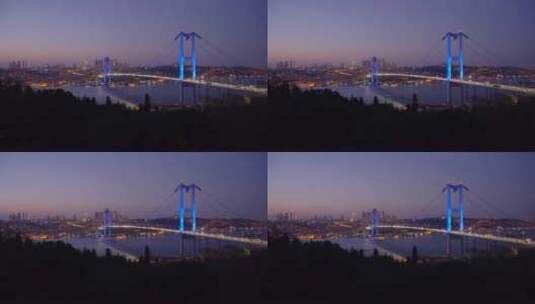 伊斯坦布尔博斯普鲁斯海峡的小米公园之夜高清在线视频素材下载