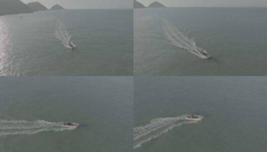 【航拍】快艇冲浪高清在线视频素材下载