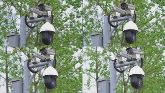 4K城市多功能全方位监控探头安防实拍视频高清在线视频素材下载