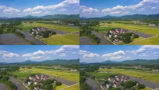 蓝天白云下的村庄高清在线视频素材下载