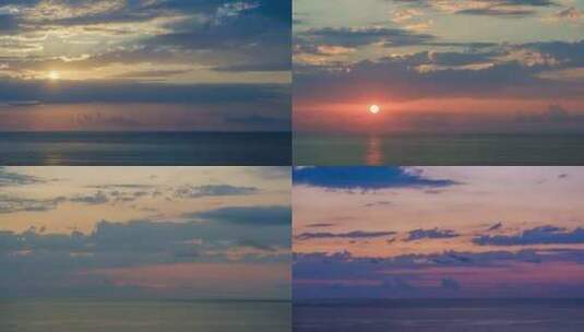 海上五颜六色的日落。在大海的背景下，太阳下山了高清在线视频素材下载